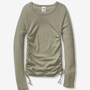 Victoria Secret Waffle Knit Ruched Tee X-Small nwt